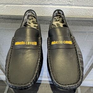 Roberto Cavalli Black Slippers with Moccasin Design